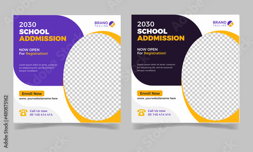 School-admission-social-media-post-&-web-banner-template, admission post banner design 