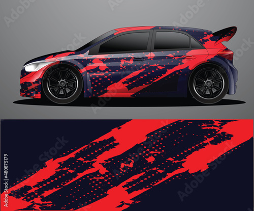 Rally car decal graphic wrap vector, abstract background