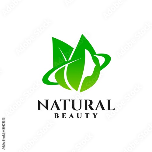 leaf with a woman face inside, for any business related to cosmetic or beauty things