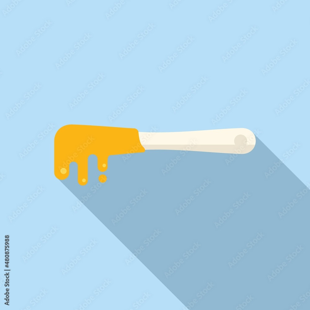 Wax spoon icon flat vector. Gold stamp Wax spoon icon flat vector. Gold stamp