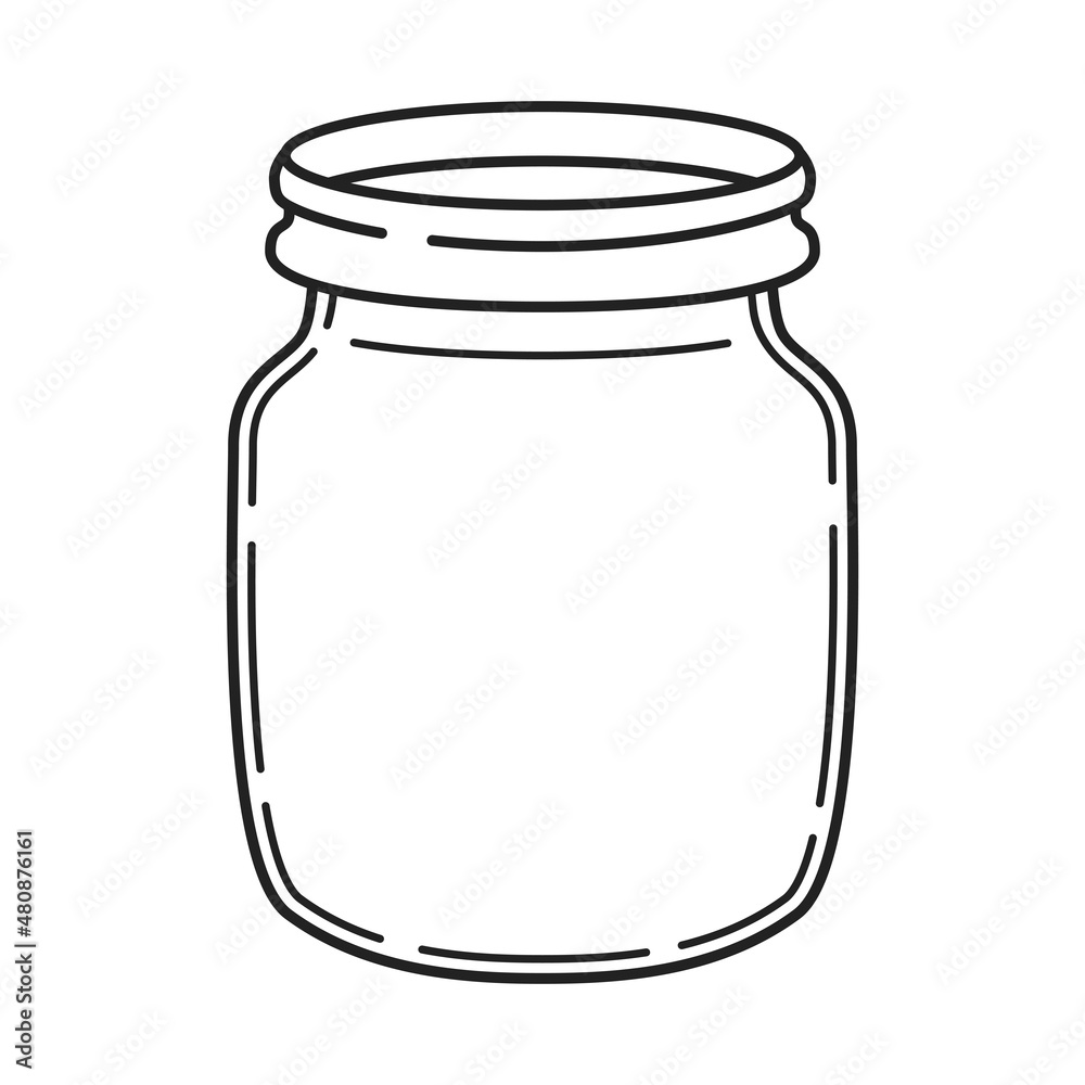 Empty glass jar. Cartoon outline style icon. Vector illustration. Empty glass jar. Cartoon outline style icon. Vector illustration.