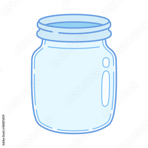 Empty glass jar. Cartoon style artwork. Vector illustration.
