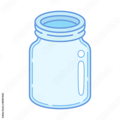 Empty glass jar. Cartoon style artwork. Vector illustration.