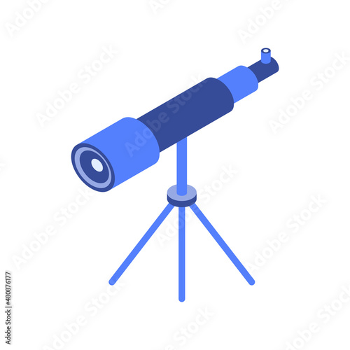 Telescope icon. Isometric of telescope icon for web design. Vector.