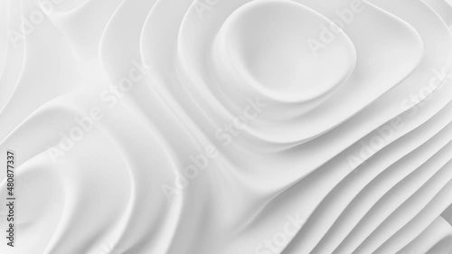 Animation Abstract Beauty skincare cream texture cosmetic product background. Milk circle ripple, splash water waves top view on white background. product yogurt swirl round texture surface.