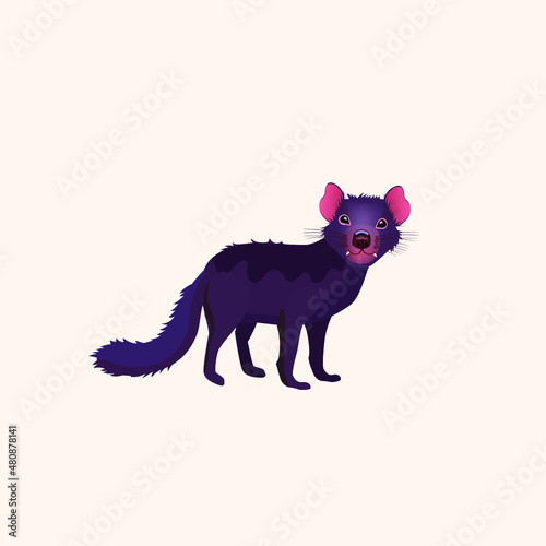 Tasmanian devil. A wild animal that lives in Tasmania. Vector illustration isolated on white background.