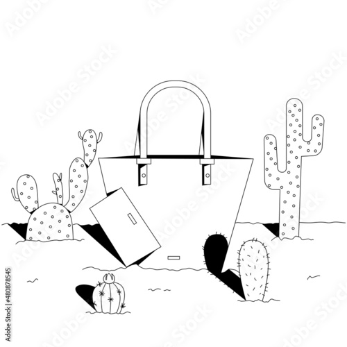 Handbags are made of cactus leather, a bio-based sustainable alternative. Textile innovative materials. 