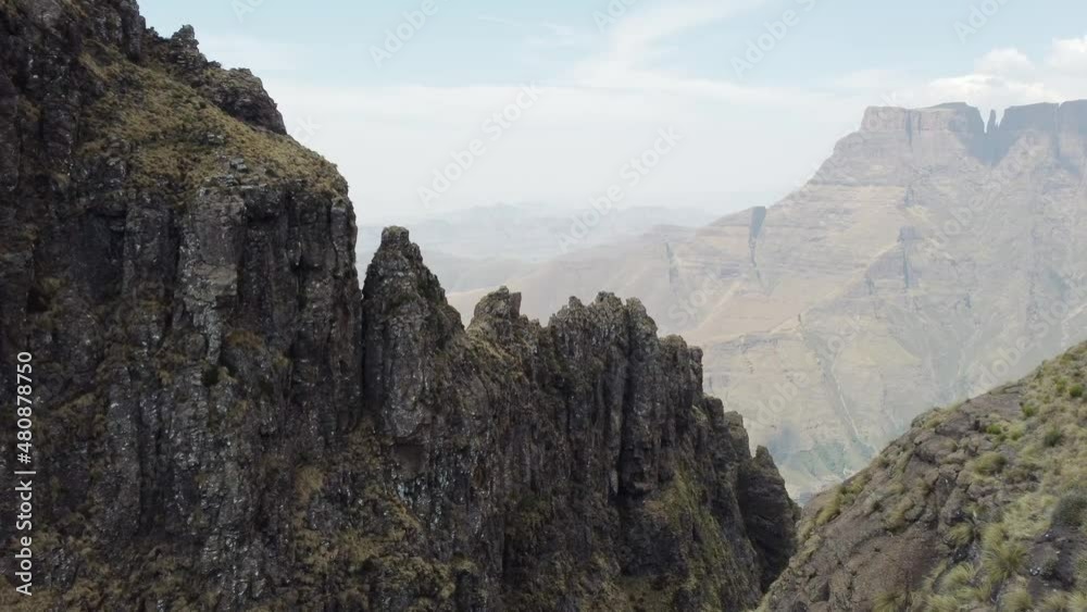 Aerial Drone Shot of Drakensberg Mountain Range- South-Africa Aerial Drone Shot of Drakensberg Mountain Range- South-Africa