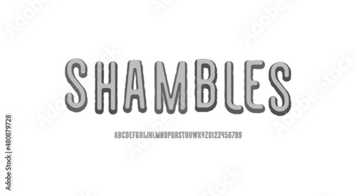3D rough font, grunge stone texture alphabet, vector illustration 10EPS