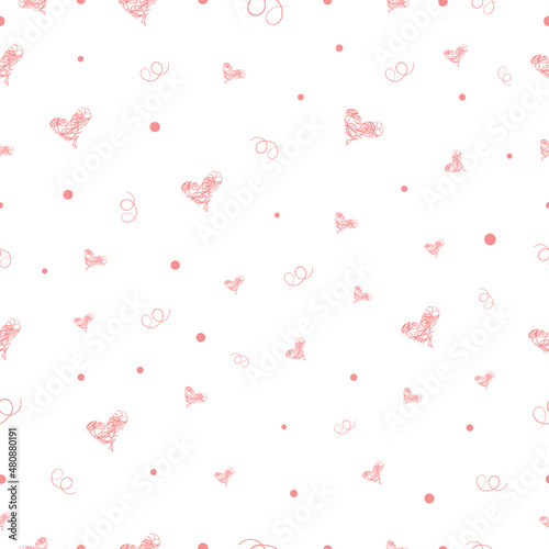 Seamless pattern with pink hearts.