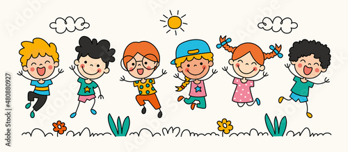 Hand Drawn Funny Cartoon Children