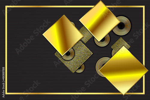 Abstract background rectangle and ellipse shape with gold and black color