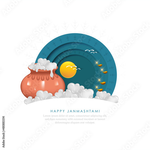 illustration of Dahi Handi fo Hindu Festival Shree Krishna Janmashtami.