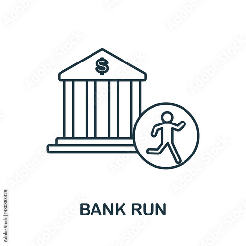 Bank Run icon. Line element from economic crisis collection. Linear Bank Run icon sign for web design, infographics and more.