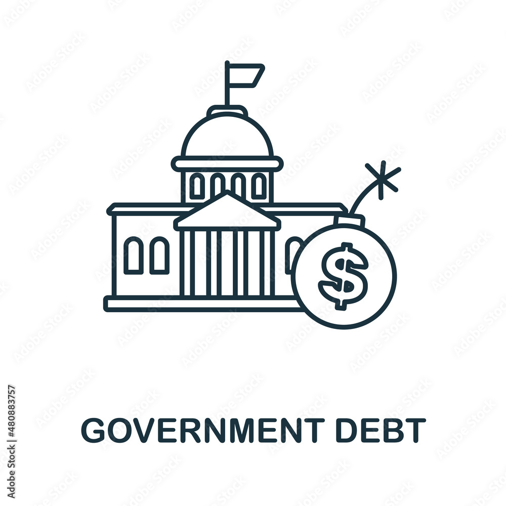 Government Debt icon. Line element from economic crisis collection. Linear Government Debt icon sign for web design, infographics and more.
