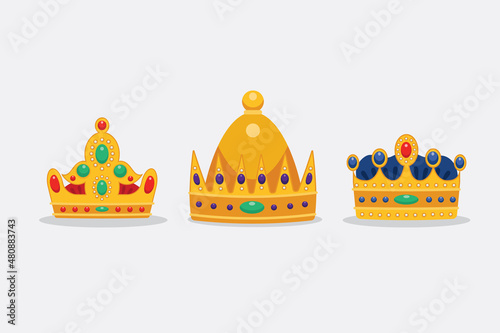 Hand drawn reyes magos crowns set Vector illustration. Fototapet