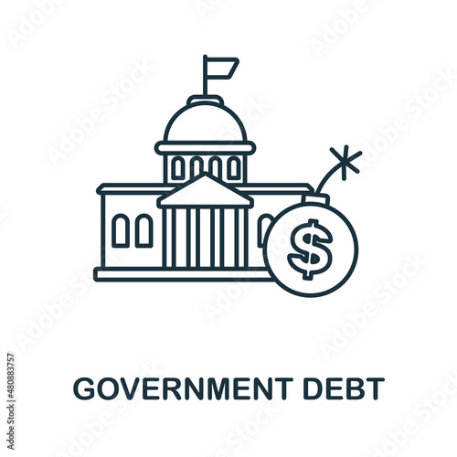 Government Debt icon. Line element from economic crisis collection. Linear Government Debt icon sign for web design, infographics and more.
