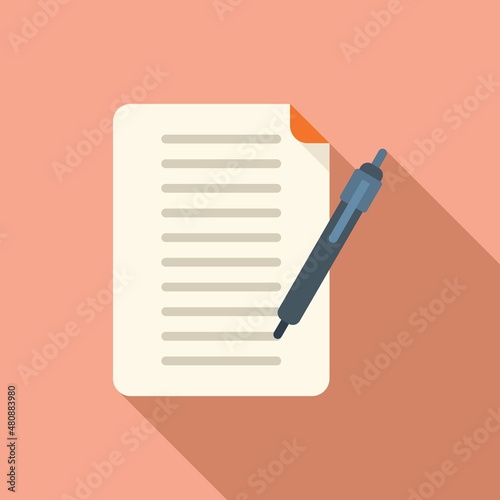 Writing paper icon flat vector. Text message
