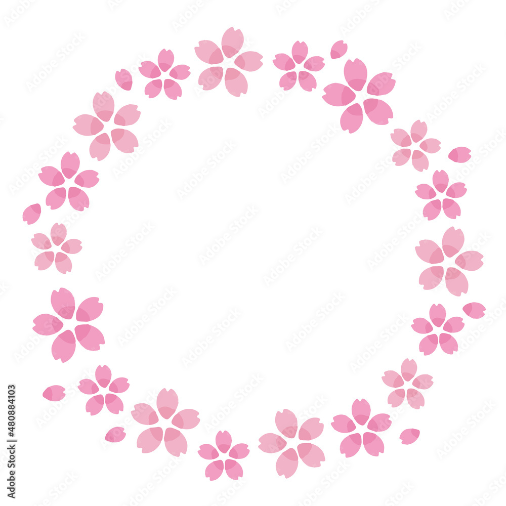 丸い桜の花のフレームイラスト