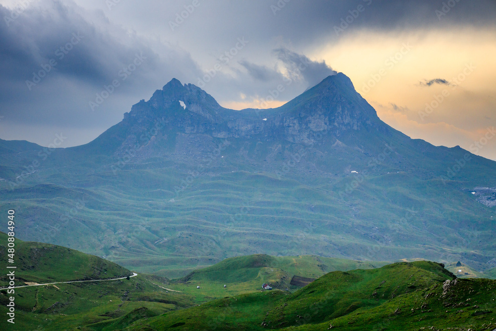 Fototapeta premium Two peaks of Sedlo pass in Durmitor mountains, Montenegro.