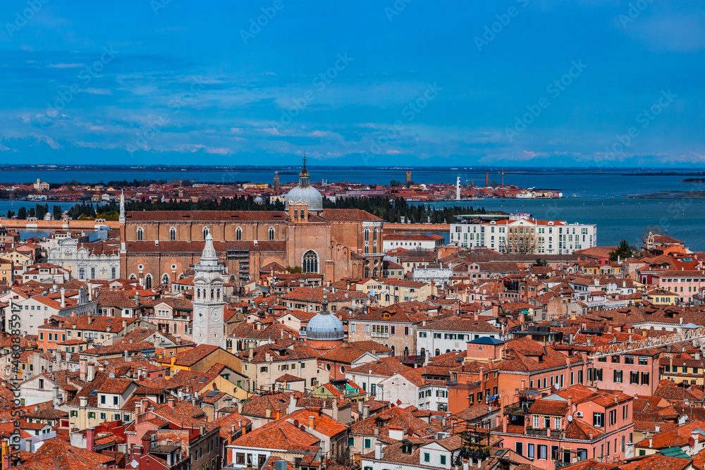 Beautiful view from above of Venice old town, Italy. 