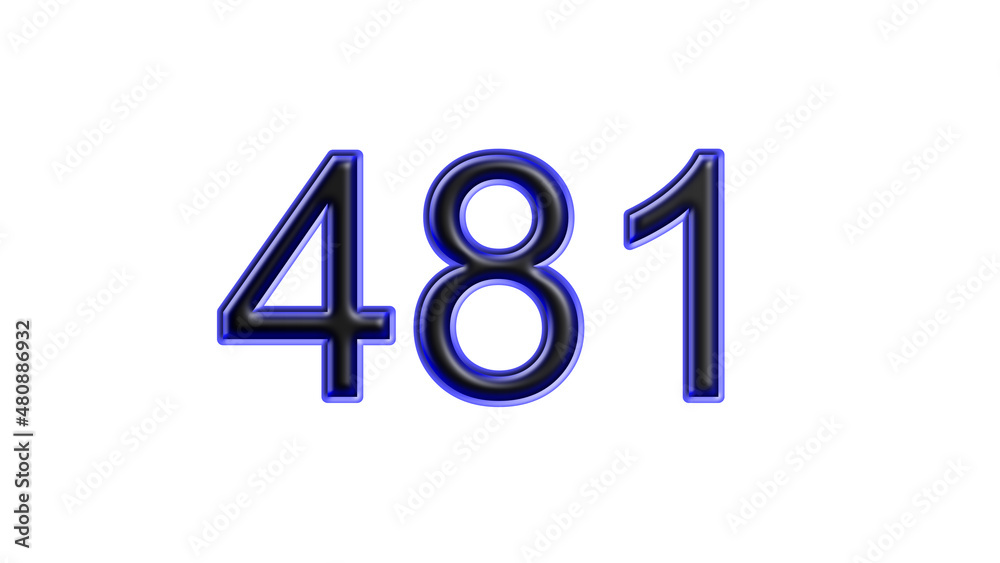 blue 481 number 3d effect white background blue 481 number 3d effect white background