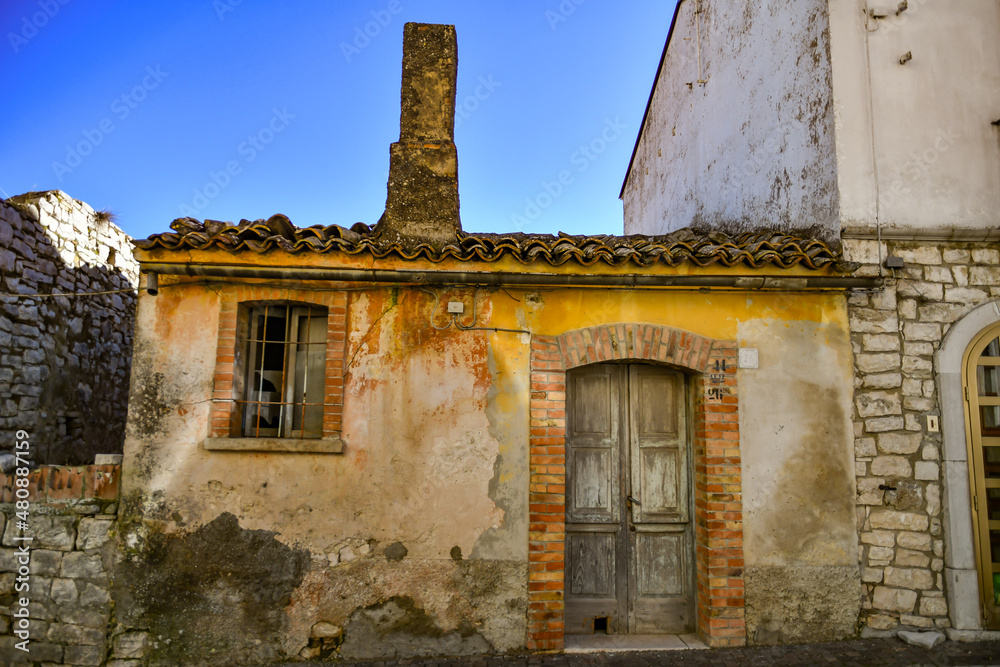 An old abandoned stone house in Casalbore, an Italian village in the province of Avellino.