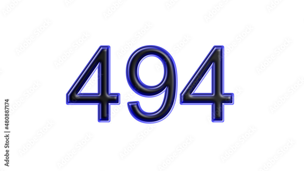 blue 494 number 3d effect white background blue 494 number 3d effect white background
