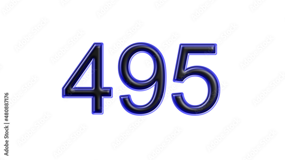 blue 495 number 3d effect white background blue 495 number 3d effect white background