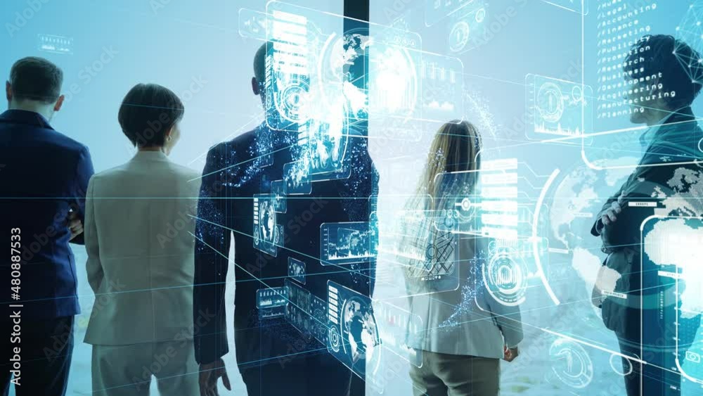 Group of multinational people in the office. Business and technology concept. Digital transformation.