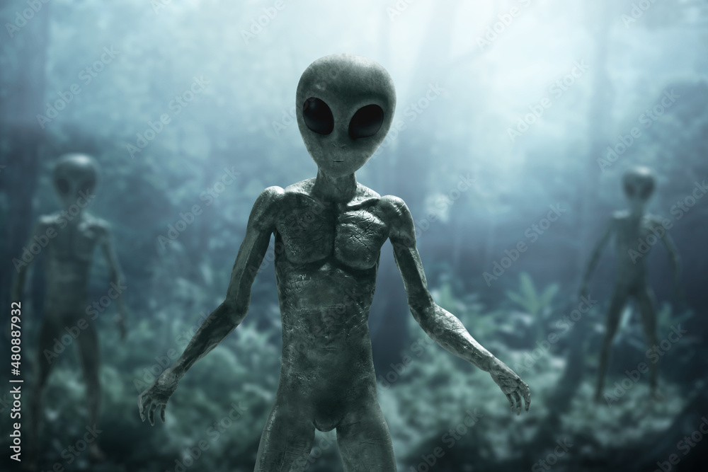 Aliens creature in the forest Aliens creature in the forest