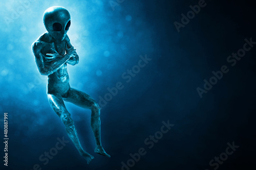 Alien creature on blue background