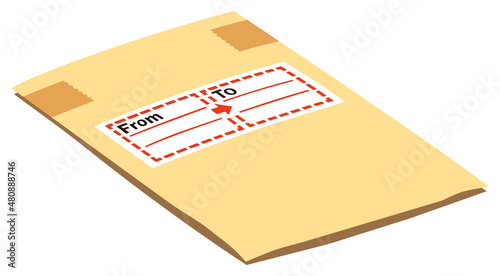 Envelope packed for delivery against white background