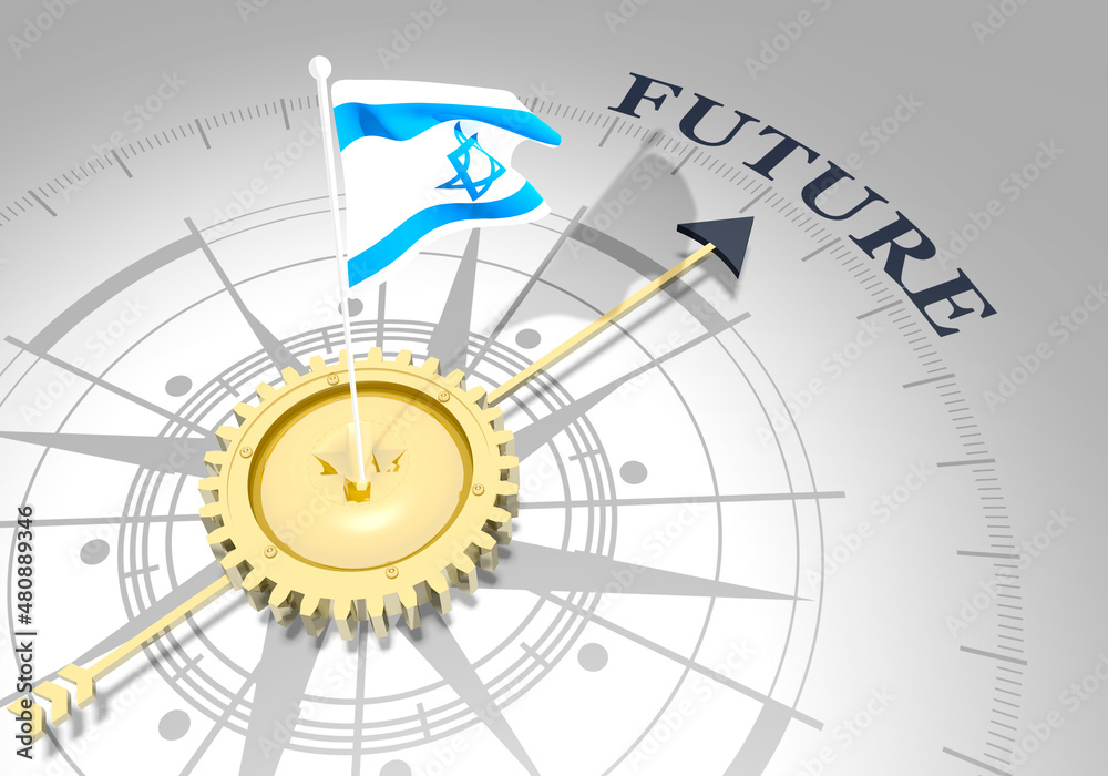 Global business concept. Waved flag of Israel Global business concept. Waved flag of Israel