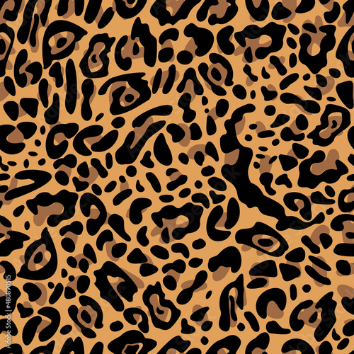 Vector animal print of leopard skin. Decorative design animal fur for background, fabric, paper, wallpaper