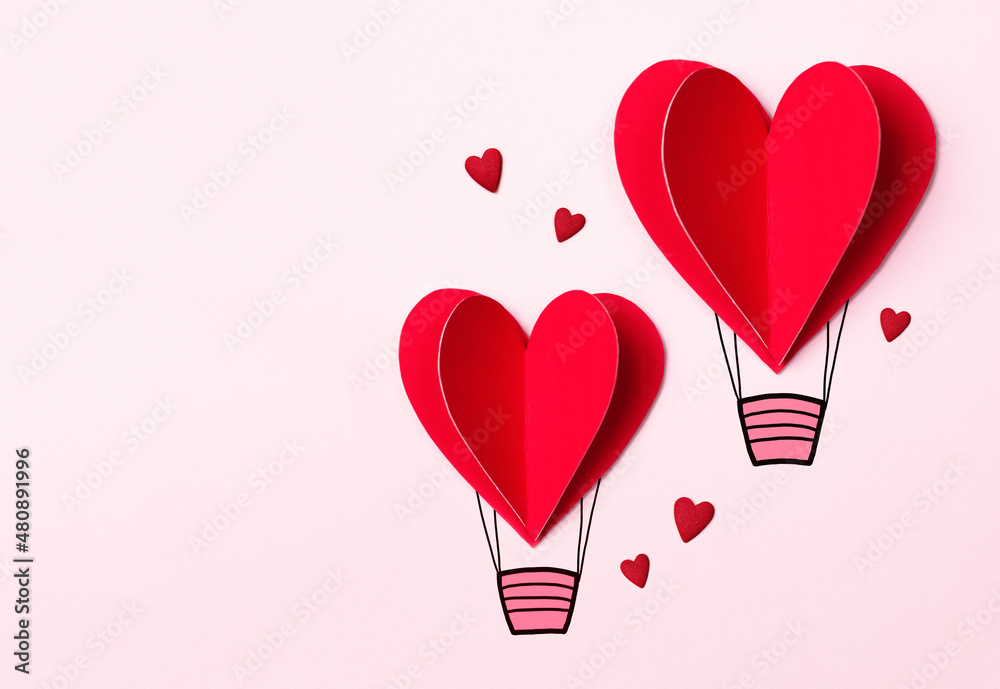 two valentines in the form of an air balloon concept valentines day