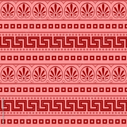 Seamless abstract Greek-style horizontal pattern. Vector design.