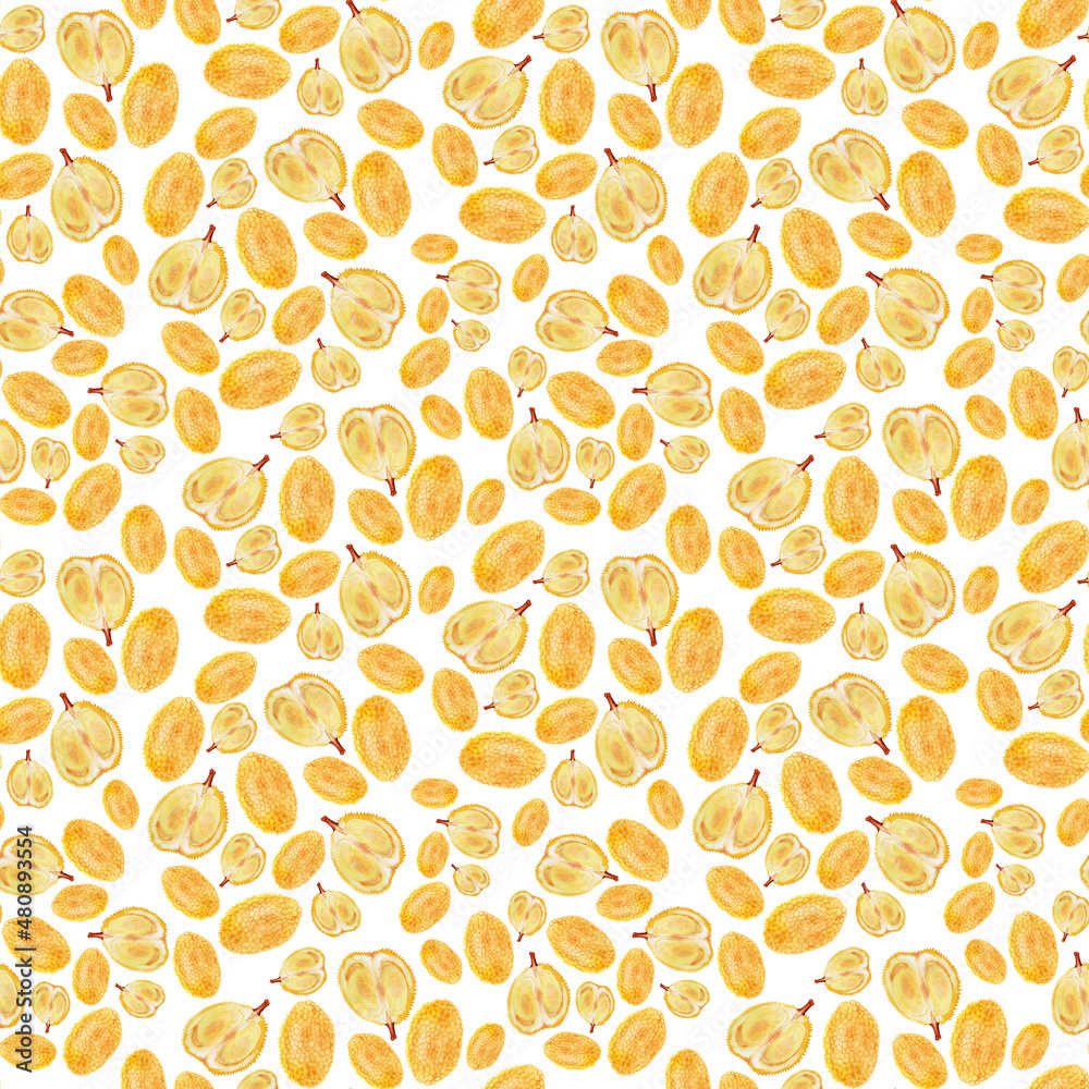 Watercolor seamless pattern with exotic fruits Watercolor seamless pattern with exotic fruits