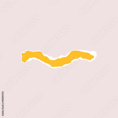 Torn piece of paper isolated. Wave is a piece of paper with a dangling edge. Vector illustration of a geometric shape with a white torn edge.