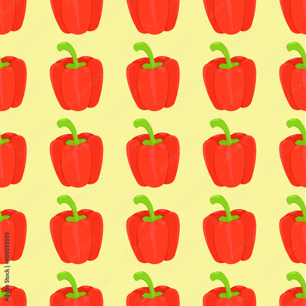 Red bell pepper. Seamless pattern with pepper. For fabric, napkins, packaging. Red bell pepper. Seamless pattern with pepper. For fabric, napkins, packaging.
