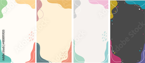 Abstract background set template. Background with abstract stains and pastel colors. Social media stories and Main Feed cover.
