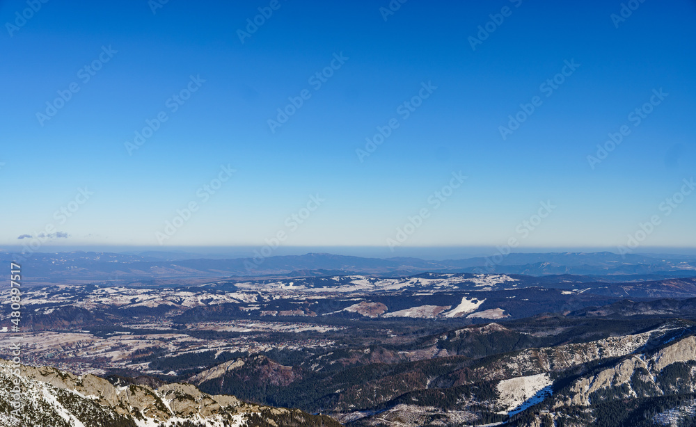 View from the Tatras towards the Beskids with the towns below