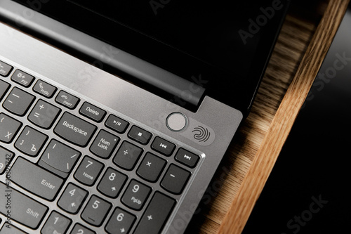 Foto laptop keyboard with fingerprint, grey