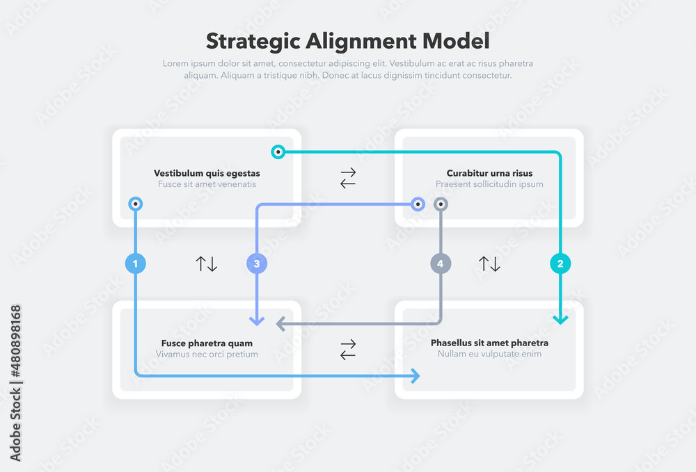 Simple modern template for strategic alignment model. Flat design, easy ...