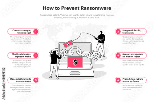 Simple infographic template for how to prevent ransomware. Easy to use for your website or presentation.