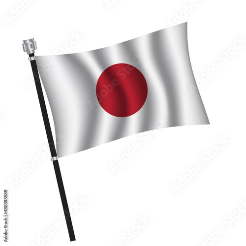 Japan flag , flag of Japan waving on flag pole, vector illustration EPS 10.