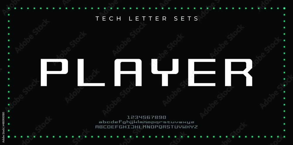 PLAYER special and original font letter design. modern tech vector logo typeface for company.
