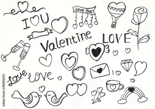 Valentine s Day doodle hand drawn illustration art design