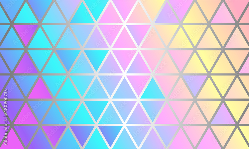 Abstract holographic background from triangles. Vector stock illustration. 