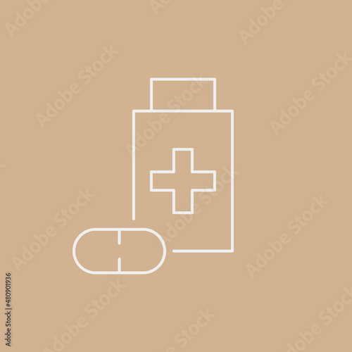 Neurosis treating line icon concept. Pills can with drug outline stroke element. Psychologist counseling. Anxiety, group therapy, mood disorder, depression. Editable stroke vector illustration